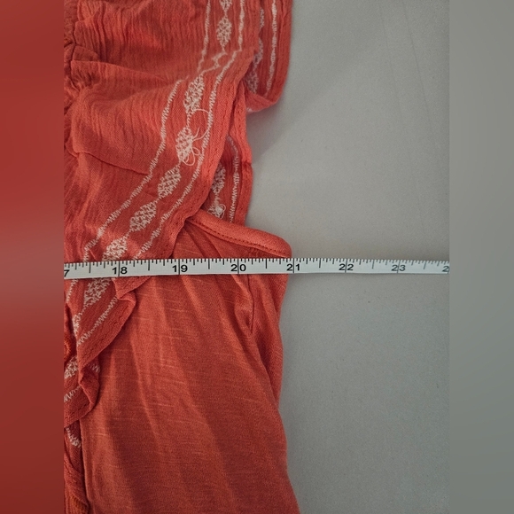 NWT Knox Rose Boho Embroidered Woven Mixed Media Coral Pink Ruffle Sleeve Blouse - Picture 13 of 13